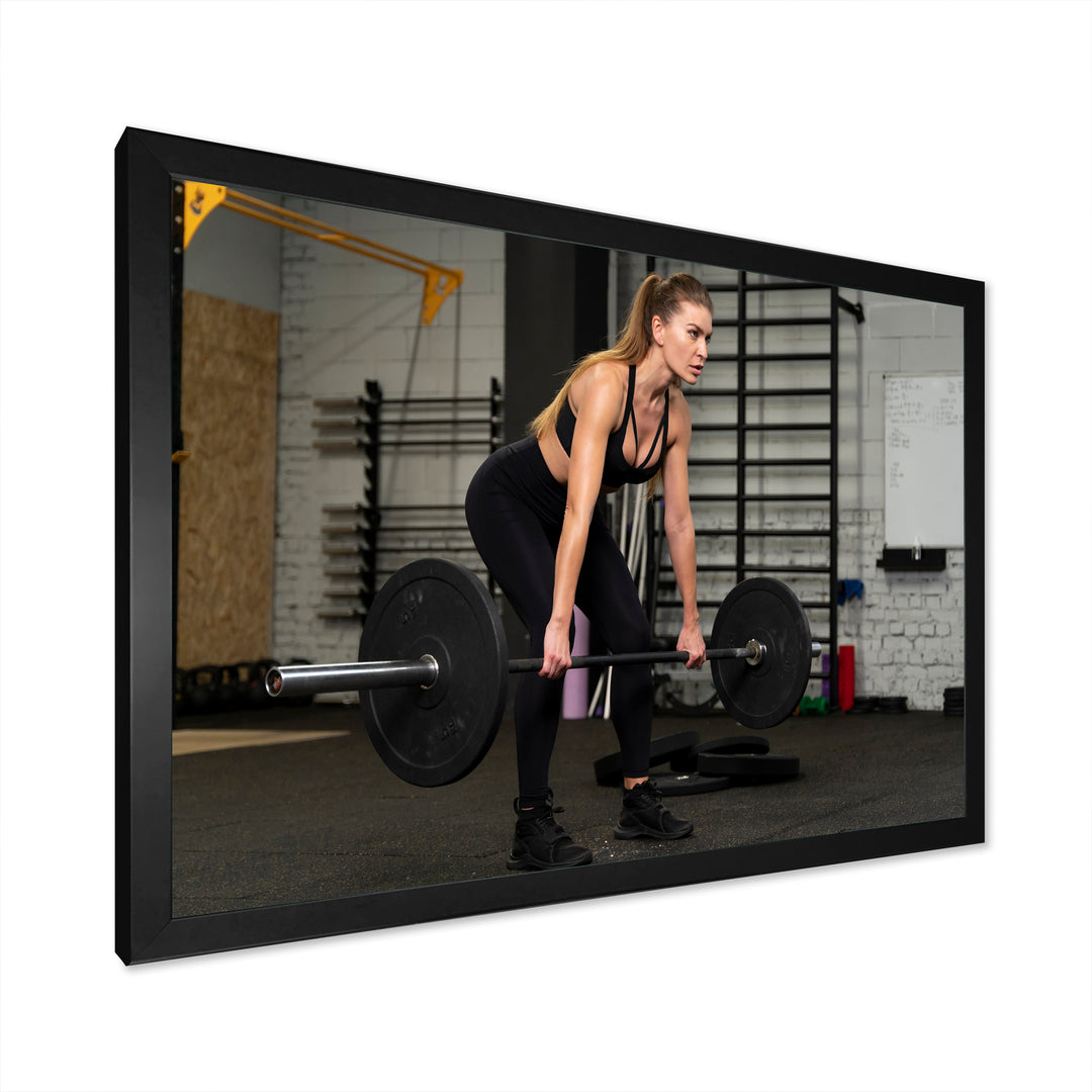Woman Training Gym Full Shot - Aerobic &amp; Bodybuilding Canvas Wall Art
