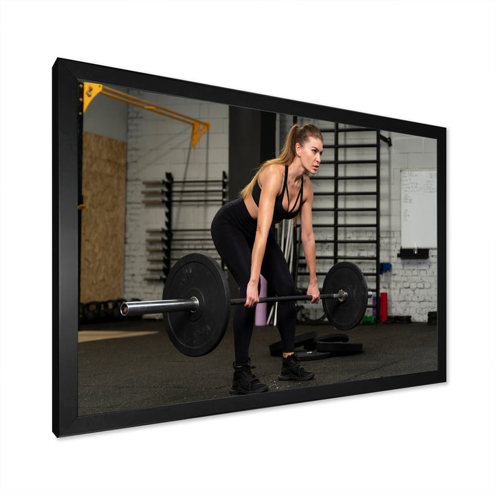 Woman Training Gym Full Shot - Aerobic &amp; Bodybuilding Canvas Wall Art