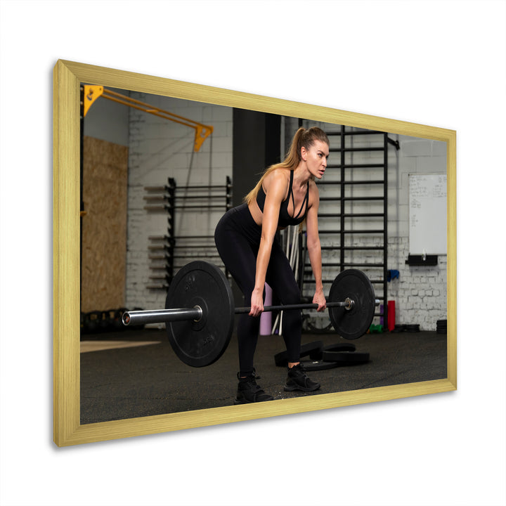 Woman Training Gym Full Shot - Aerobic &amp; Bodybuilding Canvas Wall Art