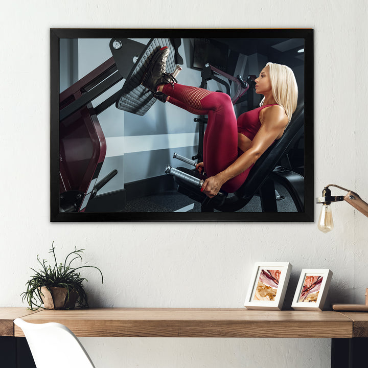 Woman Training Gym Concept Fitness - Aerobic &amp; Bodybuilding Canvas Wall Art