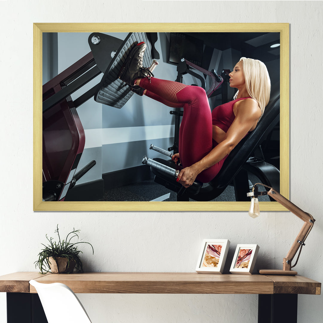 Woman Training Gym Concept Fitness - Aerobic &amp; Bodybuilding Canvas Wall Art