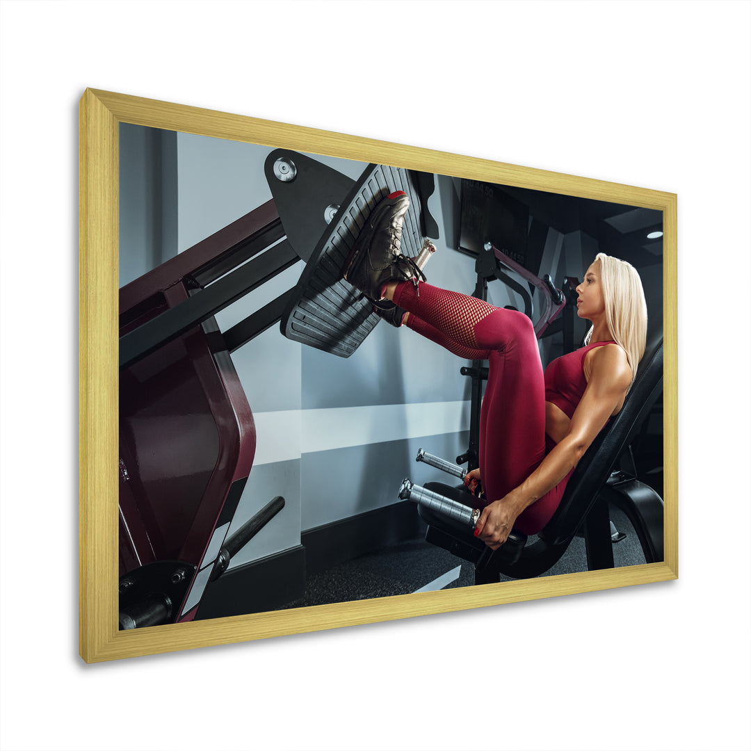 Woman Training Gym Concept Fitness - Aerobic &amp; Bodybuilding Canvas Wall Art