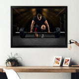 Athlete On Knee Preparing Make Deadlift - Aerobic & Bodybuilding Canvas Wall Art