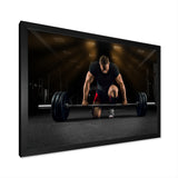 Athlete On Knee Preparing Make Deadlift - Aerobic & Bodybuilding Canvas Wall Art