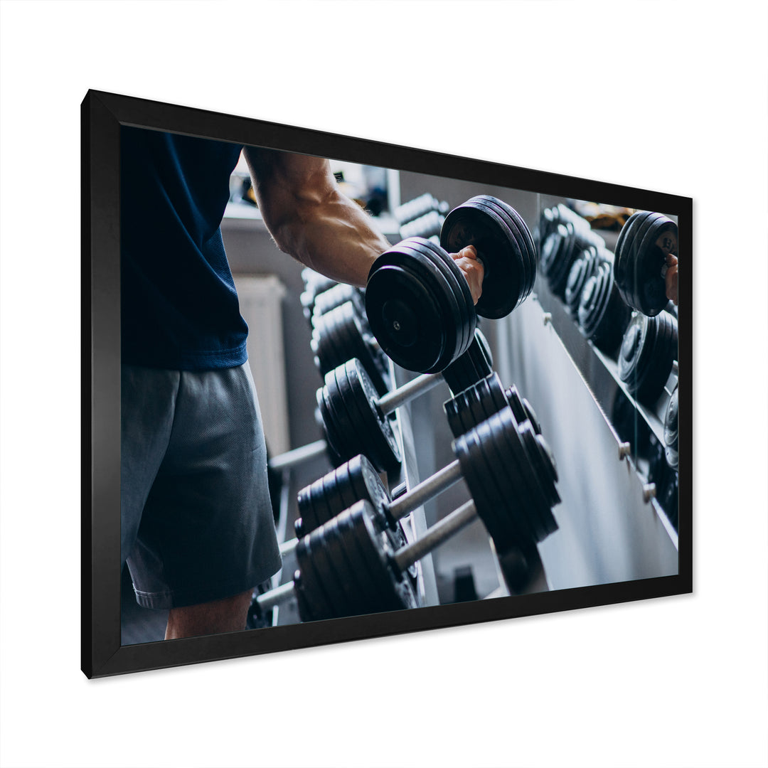 Strong Man Training At Gym - Aerobic &amp; Bodybuilding Canvas Wall Art