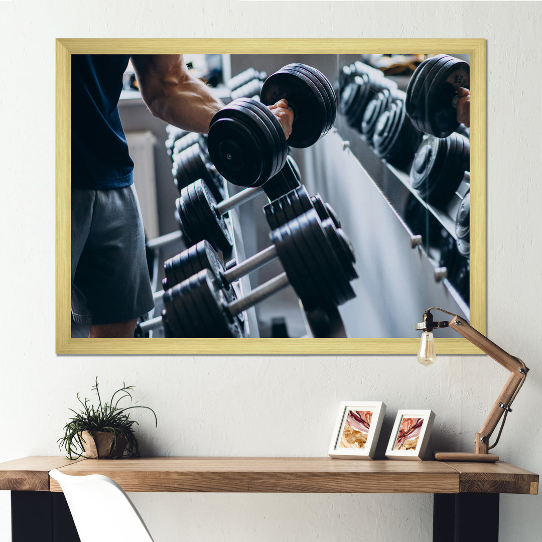 Strong Man Training At Gym - Aerobic &amp; Bodybuilding Canvas Wall Art