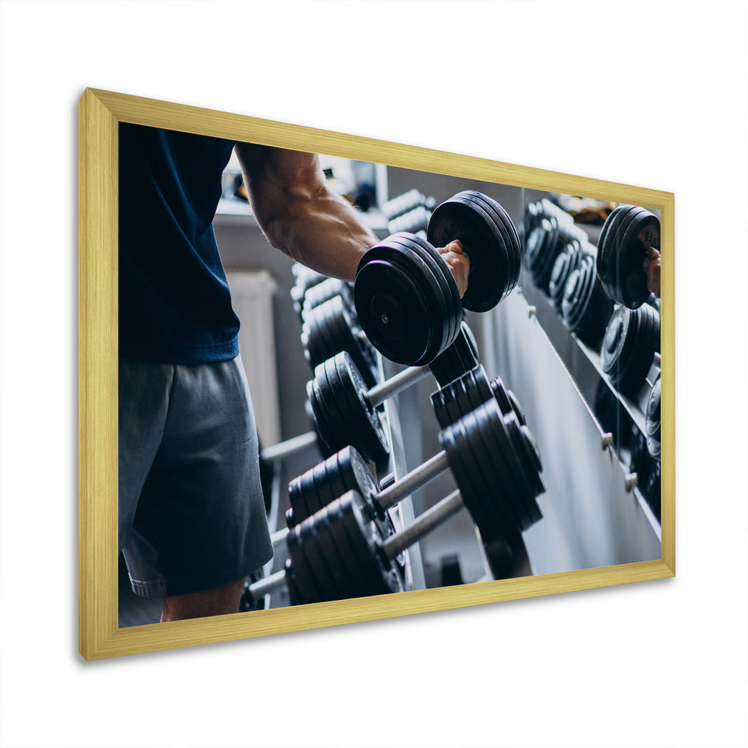 Strong Man Training At Gym - Aerobic &amp; Bodybuilding Canvas Wall Art