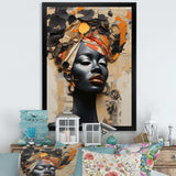 Minimalism African Fashion Woman Portrait - Landscapes Canvas Wall Art