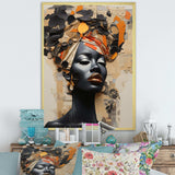 Minimalism African Fashion Woman Portrait - Landscapes Canvas Wall Art