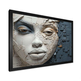 Blue And Beige African Woman Collage - Landscapes Canvas Wall Art