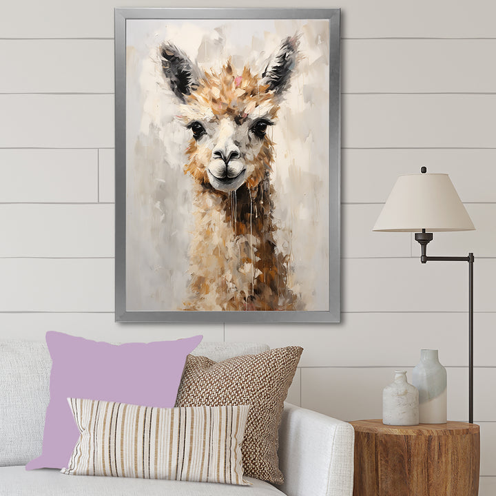 Minimalism Alpaca Grunge - Alpaca Wall Art Prints