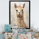Minimalism Grunge Alpaca Portrait - Beige Alpaca Wall Art