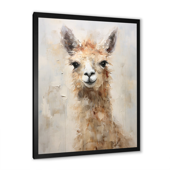 Minimalism Grunge Alpaca Portrait - Beige Alpaca Wall Art