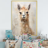 Minimalism Grunge Alpaca Portrait - Beige Alpaca Wall Art