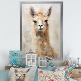 Minimalism Grunge Alpaca Portrait - Beige Alpaca Wall Art