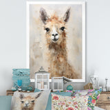 Minimalism Grunge Alpaca Portrait - Beige Alpaca Wall Art