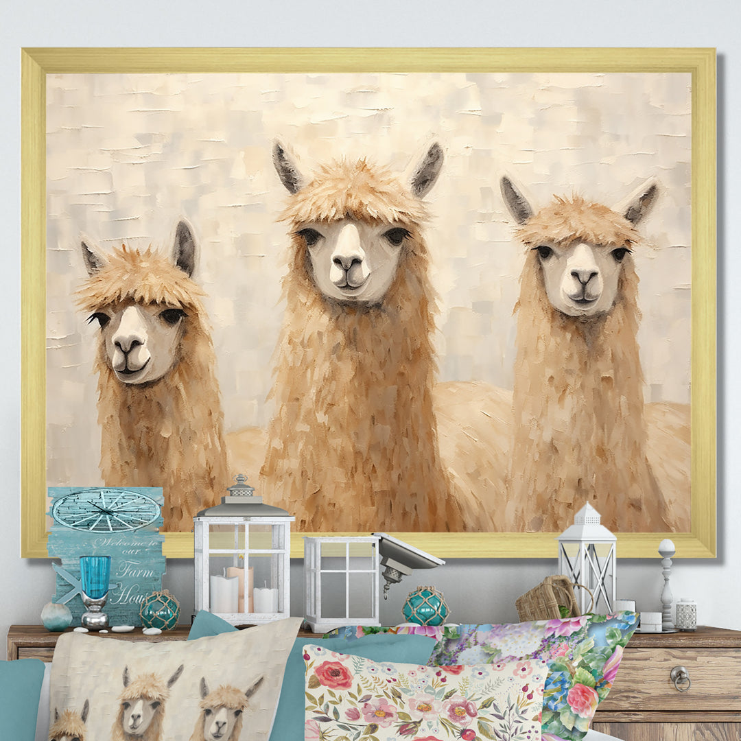 Minimalism Cute Alpacas - Alpaca Canvas Wall Art