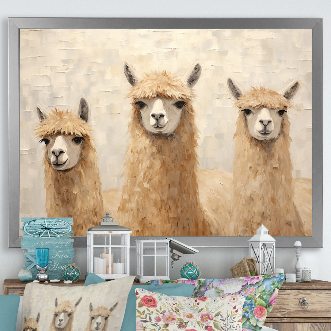 Minimalism Cute Alpacas - Alpaca Canvas Wall Art