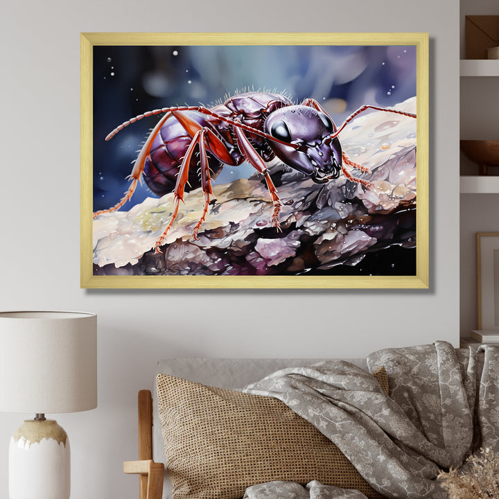 Enchanted Microcosm Amethyst Ant - Ant Framed Canvas Art