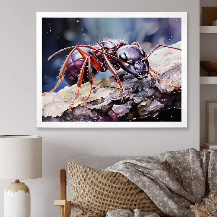 Enchanted Microcosm Amethyst Ant - Ant Framed Canvas Art