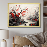 Flamenco Foragers Red Floral - Ant Living Room Wall Art