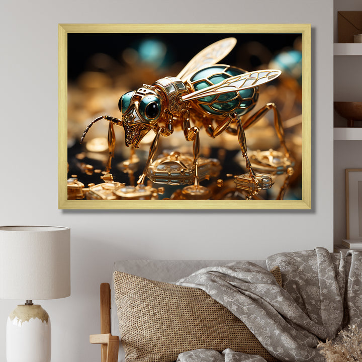 Gilded Expedition Gold Ant - Ant Canvas Wall Art