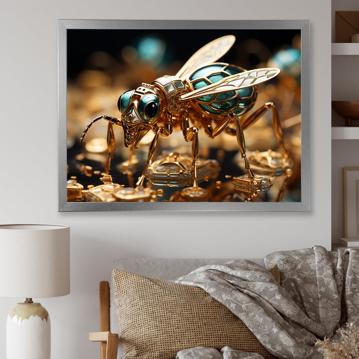 Gilded Expedition Gold Ant - Ant Canvas Wall Art