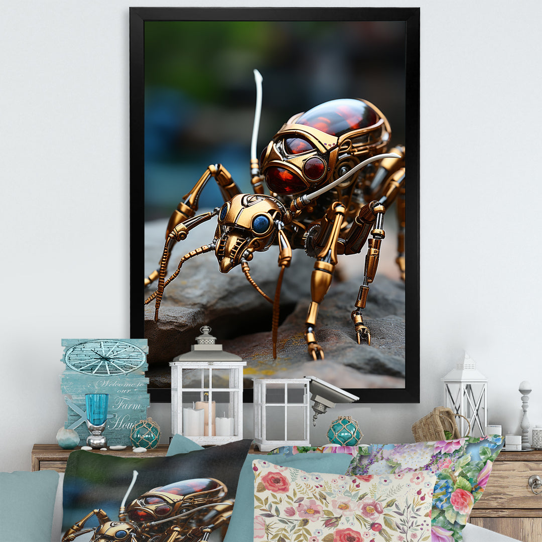 Metallic Worker Bronze Ant - Gold Ant Wall Art
