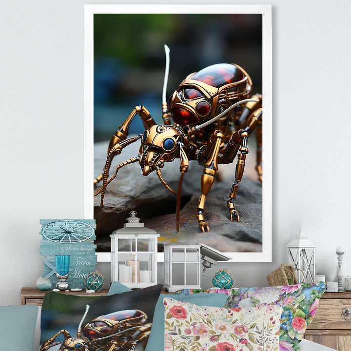 Metallic Worker Bronze Ant - Gold Ant Wall Art