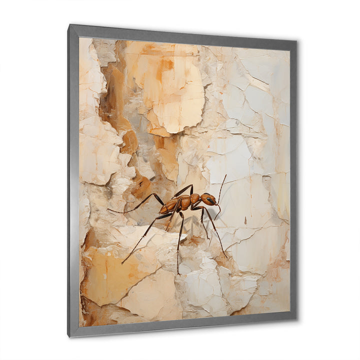 Minimalism Ant Beige Collage - Ant Framed Canvas Art