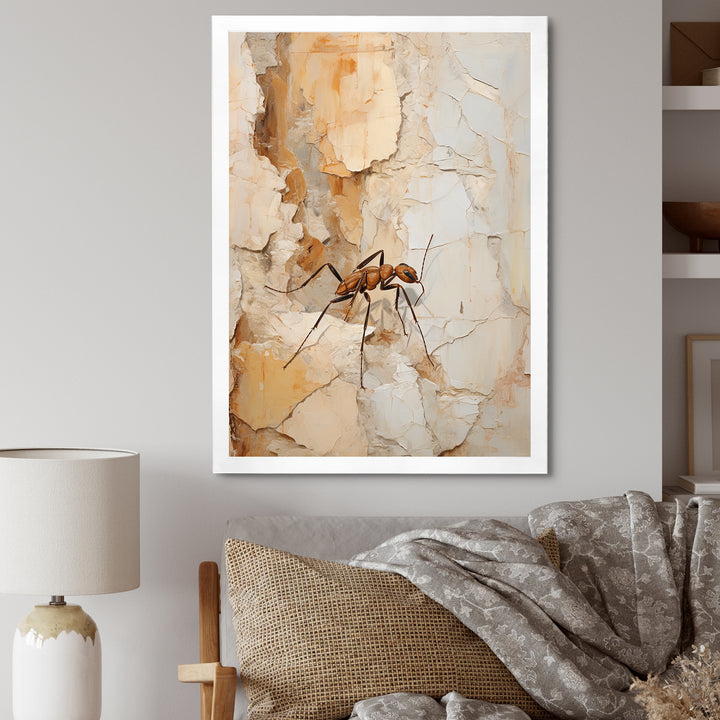 Minimalism Ant Beige Collage - Ant Framed Canvas Art