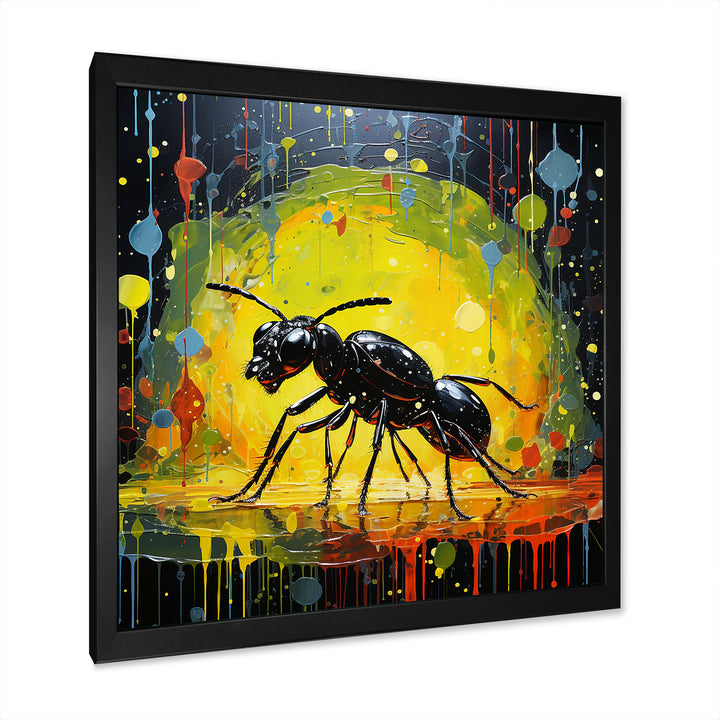 Neon Pioneers Black Ant - Ant Canvas Wall Art