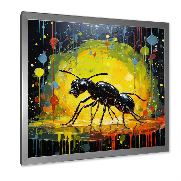 Neon Pioneers Black Ant - Ant Canvas Wall Art