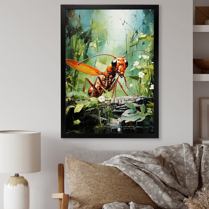 Verdant Explorer Red Ant - Ant Large Canvas Wall Art