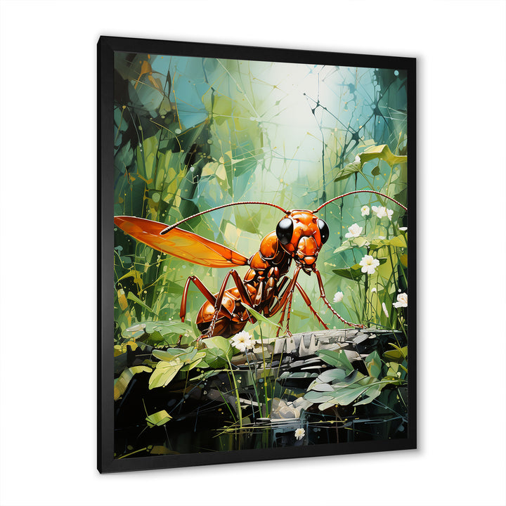 Verdant Explorer Red Ant - Ant Large Canvas Wall Art