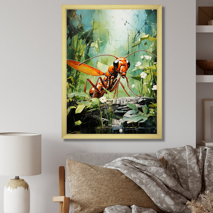 Verdant Explorer Red Ant - Ant Large Canvas Wall Art