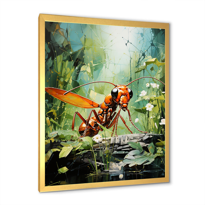 Verdant Explorer Red Ant - Ant Large Canvas Wall Art
