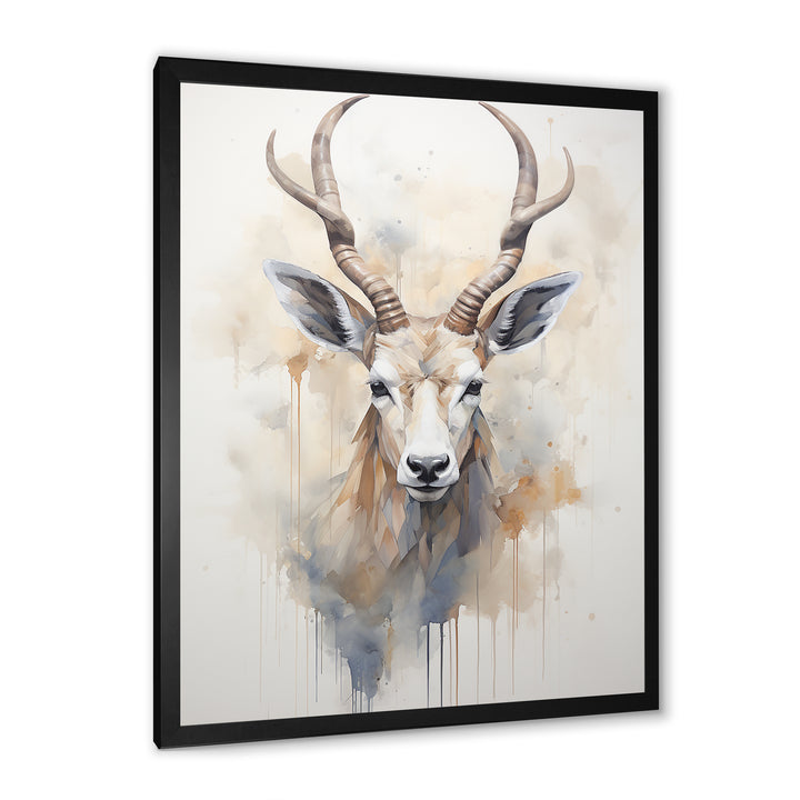 Minimalism Beige Antelope Ibex - Antelope Canvas Wall Art