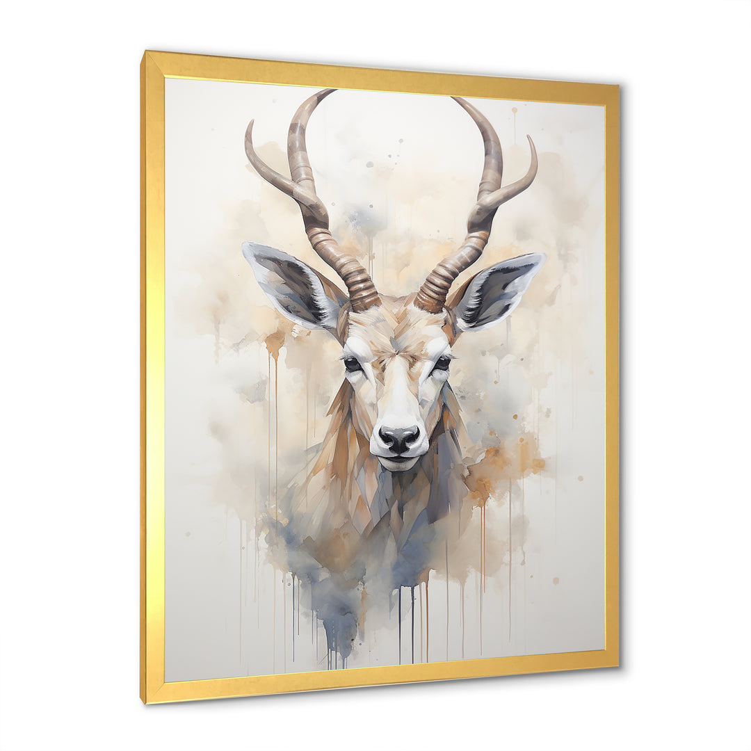Minimalism Beige Antelope Ibex - Antelope Canvas Wall Art