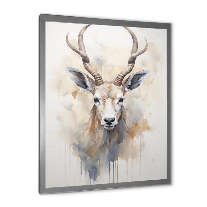 Minimalism Beige Antelope Ibex - Antelope Canvas Wall Art