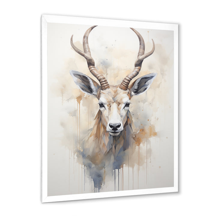 Minimalism Beige Antelope Ibex - Antelope Canvas Wall Art