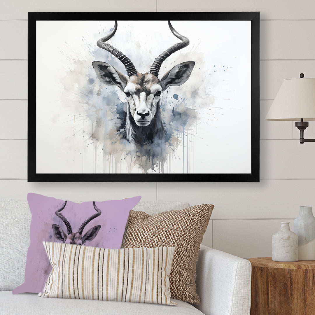 Minimalism Black And White Antelope Ibex - Antelope Wall Decor