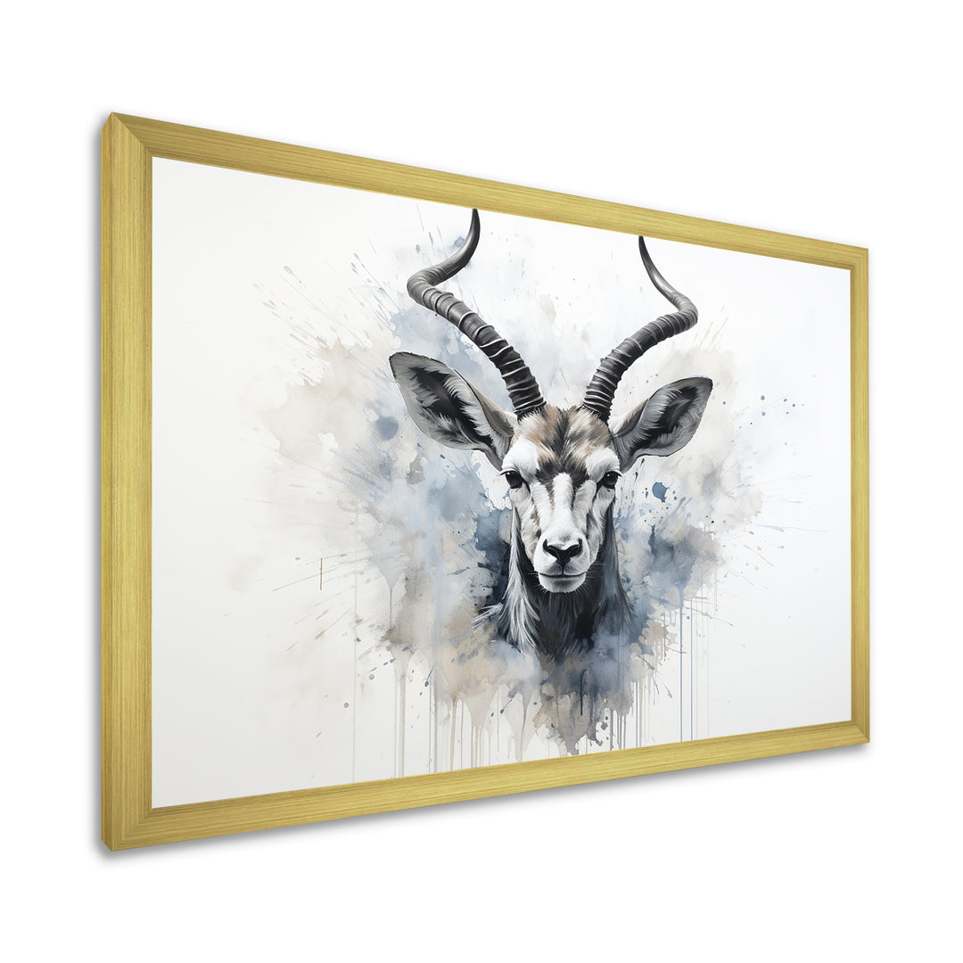 Minimalism Black And White Antelope Ibex - Antelope Wall Decor