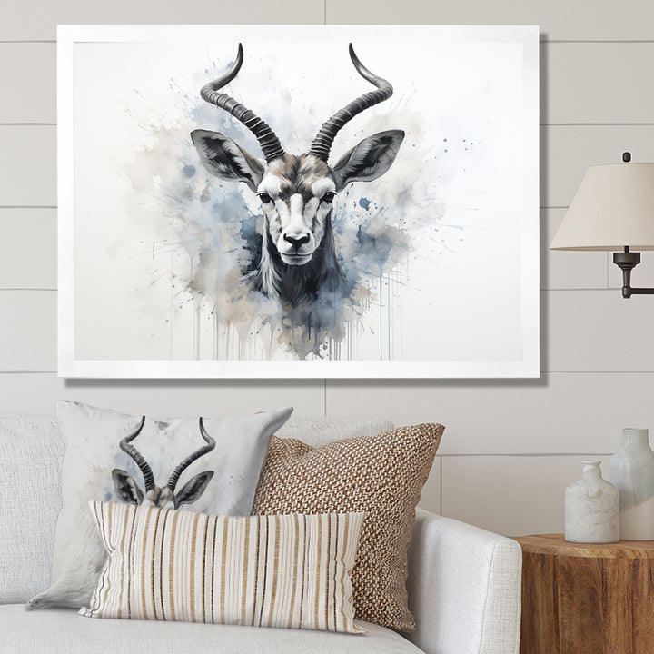 Minimalism Black And White Antelope Ibex - Antelope Wall Decor