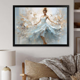 Blue Gold Minimalism Ballerina - Fashion Canvas Wall Art