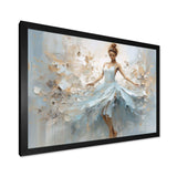 Blue Gold Minimalism Ballerina - Fashion Canvas Wall Art