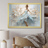 Blue Gold Minimalism Ballerina - Fashion Canvas Wall Art