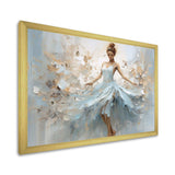 Blue Gold Minimalism Ballerina - Fashion Canvas Wall Art