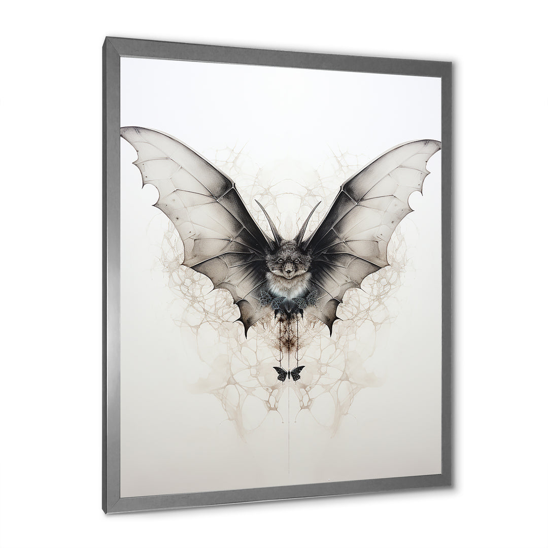 Minimalism Black And White Bat - Black Bat Wall Art