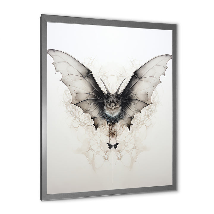Minimalism Black And White Bat - Black Bat Wall Art